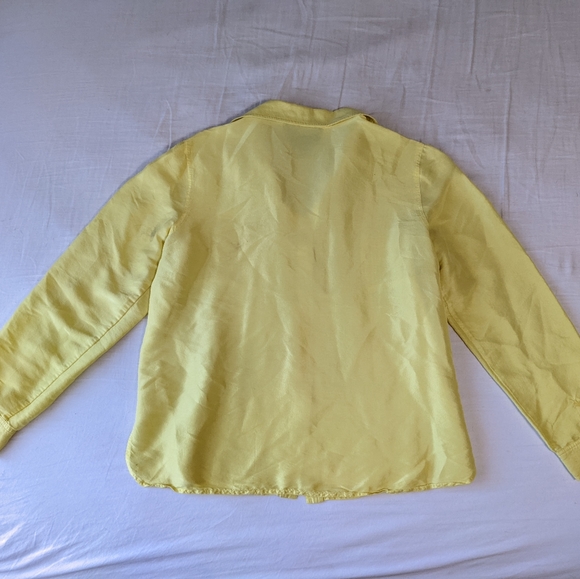 Diane Gilman 100% silk Yellow Long Sleeve Button Down Shirt Size Medium - Picture 3 of 10
